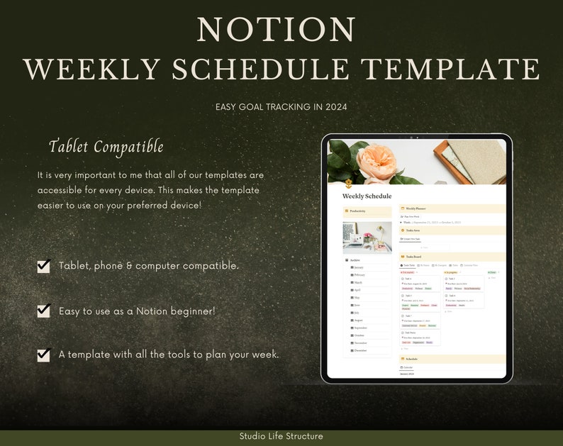 Notion weekly schedule template notion schedule planner monthly