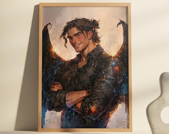 Cassian, Ein Gericht der Dornen und Rosen, Sarah J Maas Fanart, Acotar Kunst, Buch-Liebhaber-Geschenk, Geschenke für Leser, Bücherwurm-Dekor