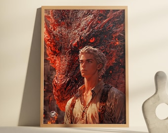 Liam Mairi en Deigh, kunst aan de muur vierde vleugel, leesgrage muurkunst, cadeau-ideeën voor boekenliefhebbers, Rebecca Yarros, hoofdstuk 36, 'It's Been My Honor'