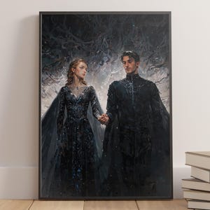Rhysand y Feyre, Una corte de rosas y espinas, Arte de fan de Sarah J Maas, Arte de Acotar, Regalo para amantes de los libros, Regalos para lectores, Decoración literaria