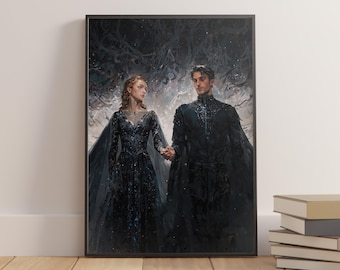 Rhysand und Feyre, Ein Gericht der Dornen und Rosen, Sarah J Maas Fanart, Acotar Kunst, Buch-Liebhaber-Geschenk, Geschenke für Leser, Bücherwurm-Dekor