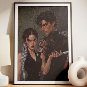 Violet Sorrengail and Xaden Riorson, Fourth Wing Art, Fourth Wing Wall Art, Onyx Storm Book, Bookish Wall Art, Gift Ideas for Book Lovers
