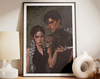 Violet Sorrengail and Xaden Riorson, Fourth Wing Art, Fourth Wing Wall Art, Onyx Storm Book, Bookish Wall Art, Gift Ideas for Book Lovers