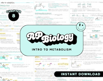 AP BIOLOGY Kapitel 8 Studiennotizen - Abitur-Vorbereitungsleitfaden, AP-Lernleitfaden, Einführung in den Stoffwechsel (Einheit 3)