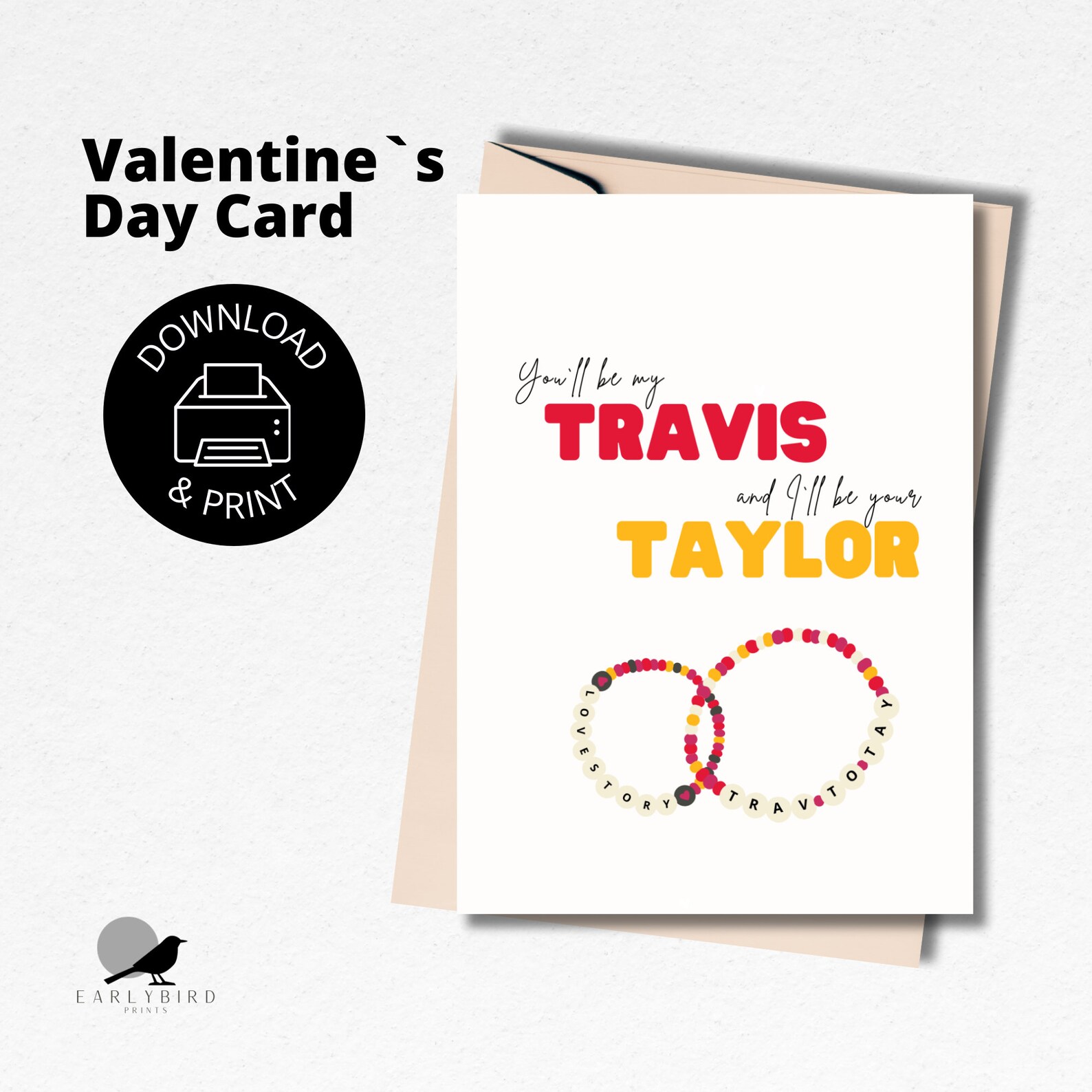 Printable Valentines Day Card, Printable Travis & Taylor Card ...