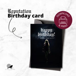 Cartão de aniversário imprimível de Taylor Swift, cartão imprimível, presente de Taylor Swift, reputação de Taylor Swift, download instantâneo