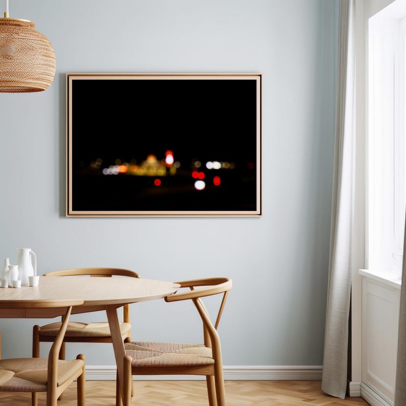 fine art photo print of street lights at night, street photography, long exposure photography, minimalist fine art home decor, color photography, fine art street photo prints, photo art prints