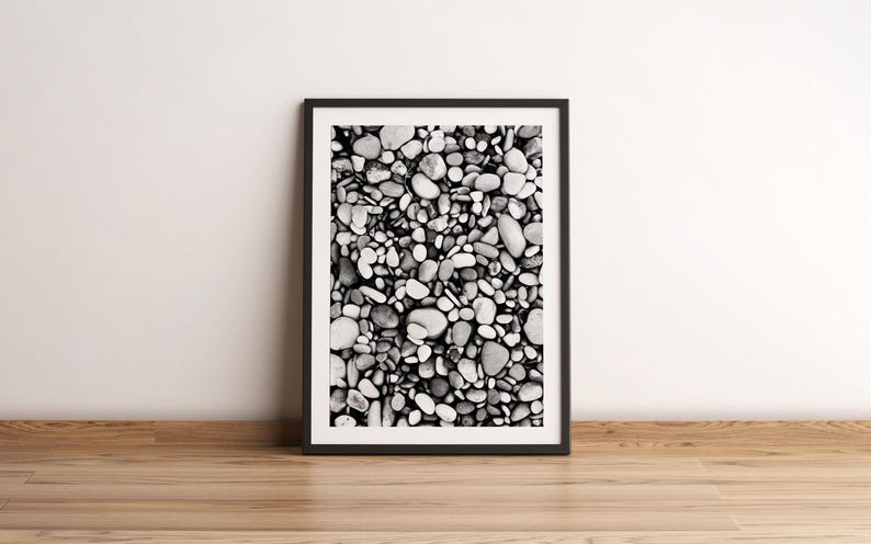 black and white fine art photography print of rocky beach, monochrome texture photography, black and white photography, monochrome photography art prints, fine art nature prints, rock photography prints, vertical wall art, black & white photo art, great lakes, lake photography
