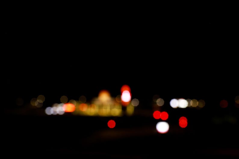 fine art photo print of out of focus bokeh traffic lights, street photography, minimal photography, minimalist wall art, unique wall art, photography art prints, stop sign, gearhead gift, mechanic gift, gifts for dad, mancave wall art, photo prints