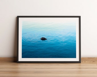 Calm Blue Lake Photography Print | Minimalist Landscape Wall Art