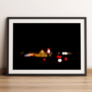 fine art photo print of out of focus bokeh traffic lights, street photography, minimal photography, minimalist wall art, unique wall art, photography art prints, stop sign, gearhead gift, mechanic gift, gifts for dad, mancave wall art, photo prints