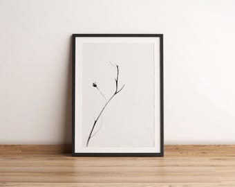 Kahlen Zweig Kunstdruck | Schwarzweiß-Winter-Naturfoto