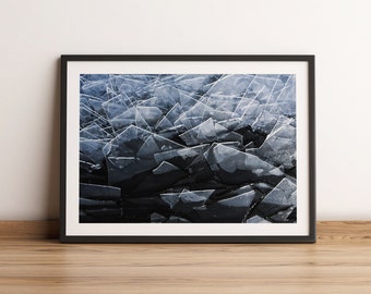 Winter Ice Shoves Photography Print | Minimalist Lake Wall Art