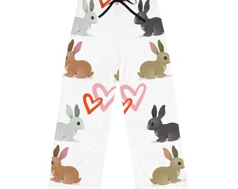 Bunny Lovin' Cute Bunny Love Women's Pajama Pants, Cozy Loungewear, Perfect for Sleep, Easter, Spring Celebrations, Gift for Her