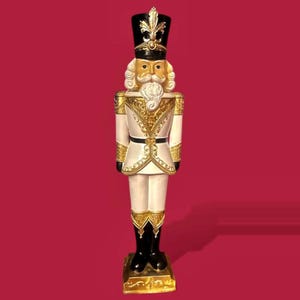 Nuovo Schiaccianoci 95 cm elegante decorazione natalizia in oro bianco, figura di alta qualità, Figurine de Noël Noisette, figura natalizia Schiaccianoci