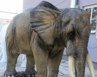 Estatua de elefante de tamaño natural, escultura de elefante de 4,10 m de largo, escultura de elefante africano de decoración del hogar, réplica realista de elefante