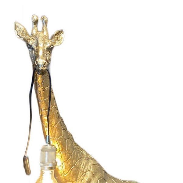 Goldene Giraffe Statue Lampe 100cm, Künstlerische Tierskulptur, Wohnzimmer Dekoration, Große Tierfigur, Stilvolle Beleuchtungskörper