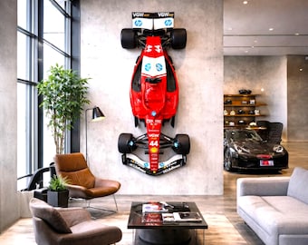 Handcrafted 185 cm Formula-Style Racing Showcar Wall Sculpture - 180 cm Motorsport Display, luxury garage decor, formula racing decor