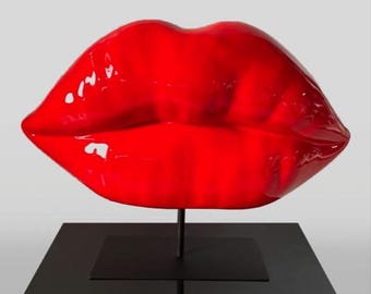 Exclusive large red lips sculpture, designer red lips figurine, handcrafted statue, home decor gift
