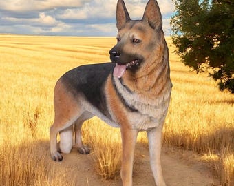 Life-size German Shepherd, very realistic and detailed design, berger allemand réaliste, lifelike German Shepherd!
