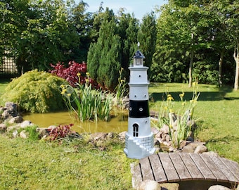 125 cm! Kampen North Sea lighthouse with strobe light flashing light for outdoor use. Large lighthouse, very large light, maritime garden decoration.