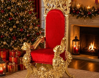 Weihnachtsthron XXL, prunkvoller Fotothron für den Weihnachtsmann, für Weihnachtsmärkte, Einkaufszentren & Freizeitparks, Santa Photo Chair