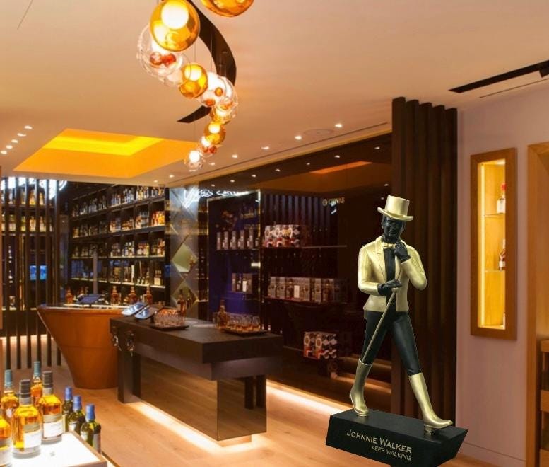 【希少】Johnnie Walker 特大フィギュア Luxury Whisky Brand Figure Sculpture 190 Cm, Collector's