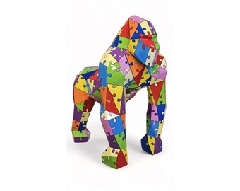 large polygonal gorilla in puzzle look high 130 cm x long 120 cm exclusive, luxury art, art object, gorilla