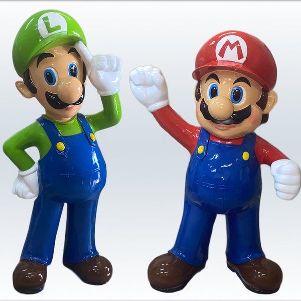 Set von 2 großen Comicfiguren Super Mario 1m und Luigi 1,15m ,  Nitendo ,Spielefigur, Life Size