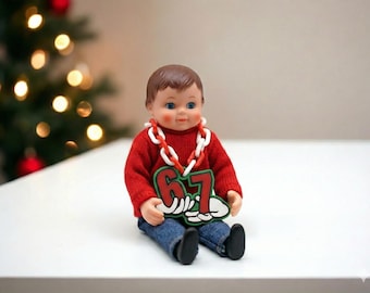 6-7Miniature Holiday Doll Chain | Tiny Accessory for 6–7 Dolls | Christmas Display Prop