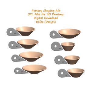 Pottery Shaping Rib Tool – 8 STL Files for 3D Printing | Digital Download for Clay & Ceramic Wheel Throwing | Bottom Undercut Forming Rib