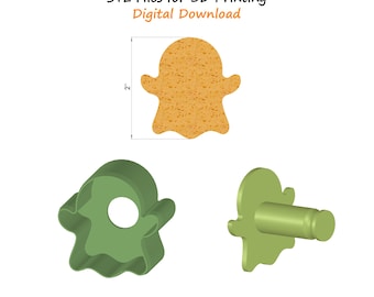 Halloween Ghost Cake Pop Cutter STL File | Plunger Style 2-Part Cutter with Angled Cutting Edge | Digital 3D Print File for Fondant, Cookies