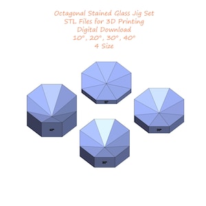 Octagonal Stained Glass Jig Set 10 20 30 40 Degree | Molds for Stained Glass Making | Stained Glass Jig Stl Files for 3D Printing | 4 Size
