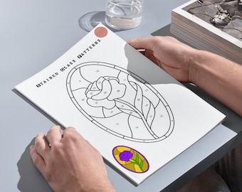 Blommönster av målat glas | Utskrivbara mönster av målat glas | Direkt nedladdning av mönster av målat glas i PDF-format | Digital fil