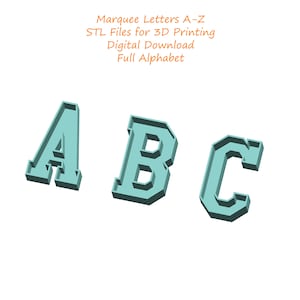 Marquee Letters STL Files | Full Alphabet A-Z | 3D Printable Hollow Letters with Flat Base | Digital Download for LED or Planter Use