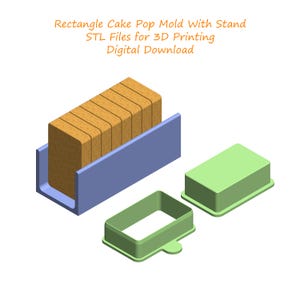 Rectangle Cake Pop Mold With Tray Stl File | Cake Pop Mold 3d Print Stl Files | Cake Pop Making Tool STL File  | Stl Files for 3D Printing