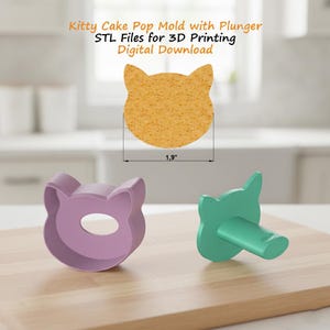Kitty Cake Pop Mold with Plunger Stl Files | Cake Pop Mold 3d Print Stl Files | Cake Pop Making Tool STL Files | STL Digital Download