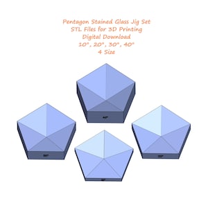 Pentagon Stained Glass Jig Set 10 20 30 40 Degree | Molds for Stained Glass Making | Stained Glass Jig Stl Files for 3D Printing | 4 Size