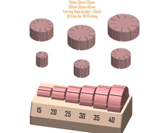 Hoop Earring Guide + Stand Stl Files | Polymer Clay Hoop Measuring Guide | Polymer Clay Hoop Guide 6 Sizes 10 Holes Stl File for 3D Printing