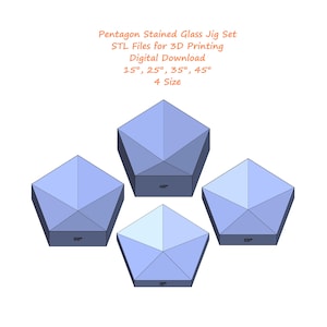 Pentagon Stained Glass Jig Set 15 25 35 45 Degree | Molds for Stained Glass Making | Stained Glass Jig Stl Files for 3D Printing | 4 Size