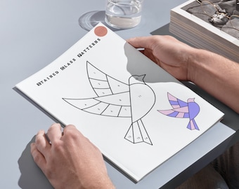 Beginner glas-in-loodpatroon vogel | Afdrukbare patronen glas-in-lood | Instant Download gebrandschilderd glas patronen pdf-bestand | Digitaal bestand