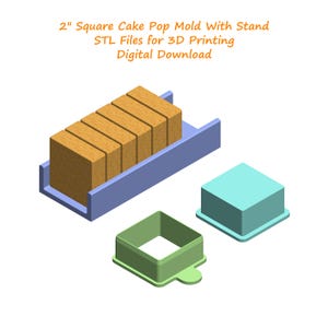 2&quot; Square Cake Pop Mold With Stand Stl Files | Cake Pop Mold 3d Print Stl Files | Cake Pop Making Tool STL File | Stl File for 3D Printing