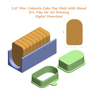 Mini Cakesicle Cake Pop Mold With Stand Stl File | Cake Pop Mold 3d Print Stl File | Cake Pop Making Tool STL File |Stl File for 3D Printing