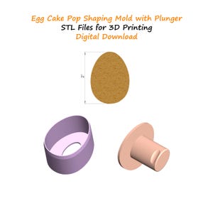 2" Egg Cake Pop Shaping Mold With Plunger Stl Files | Easter Cake Pop Mold 3d Print Stl Files | Cake Pop Making Tool STL Files | Digital