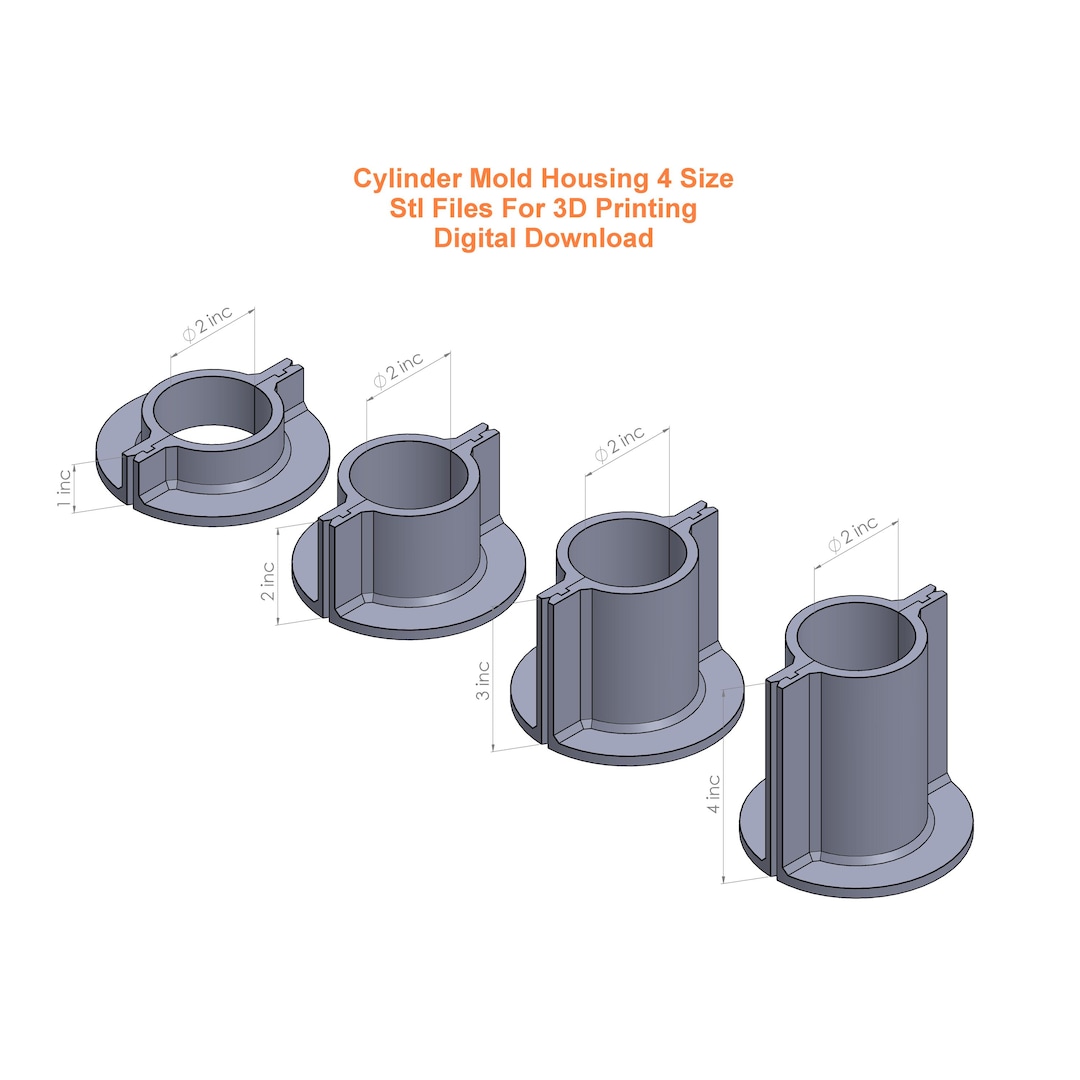 Cylinder Mold Housing STL Files for 3D Printing | Silicone Mold Tools ...
