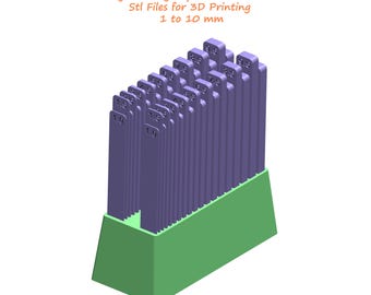 Guía de profundidad y soporte para arcilla polimérica / Guías de espesor de 1 a 10 mm / Guías para laminado de arcilla / Archivo STL de descarga digital / Archivo STL para impresión 3D