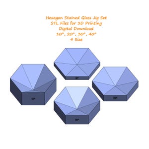 Hexagon Stained Glass Jig Set 10 20 30 40 Degree | Molds for Stained Glass Making | Stained Glass Jig Stl Files for 3D Printing | 4 Size