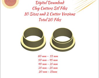 Archivos STL de cortadores de arcilla polimérica circulares para impresión 3D / Juego de cortadores de arcilla polimérica, de 15 a 60 mm / Archivos STL de cortadores 3D / Descarga digital