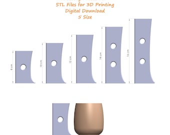 Pottery Profile Rib for Mug Stl Files | Pottery Shaping Tool Stl Files | STL Files for 3D Printing | 3d Printer Digital Stl Files | 5 Size