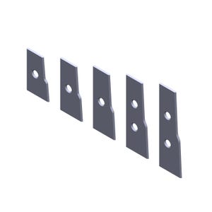 May include: Set of six gray metal spacers with different numbers of holes. The spacers are rectangular and have a slightly rounded edge.